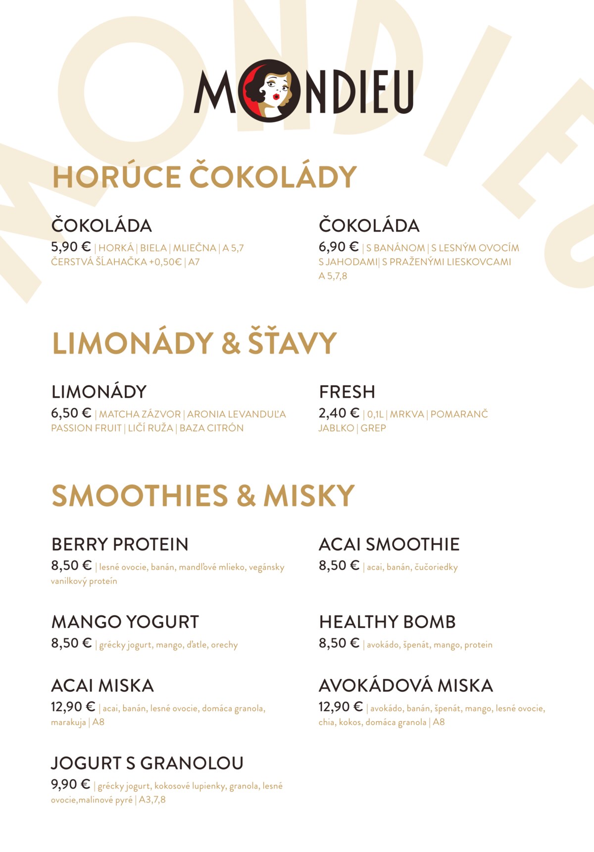 Menu - Eurovea Specialty Coffee Kiosk - 2